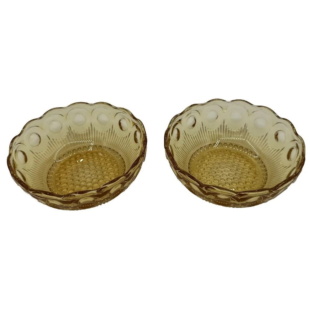 Mid Century Manhattan amber glass bowls Bartlett Collins Set Of 2